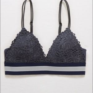 NWT Aerie grey boho lace triangle bralette size M